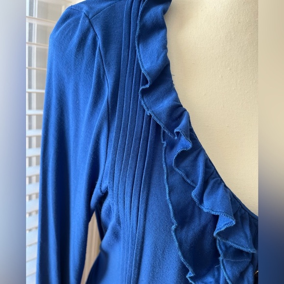 [10]VTG Together Blue Ruffled V-Neck Tiered Midi Dress - Picture 8 of 16